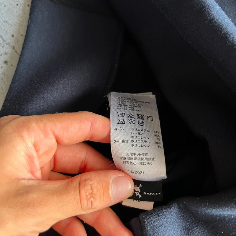 Navy Black Oakley Embossed Logo Hoodie XS