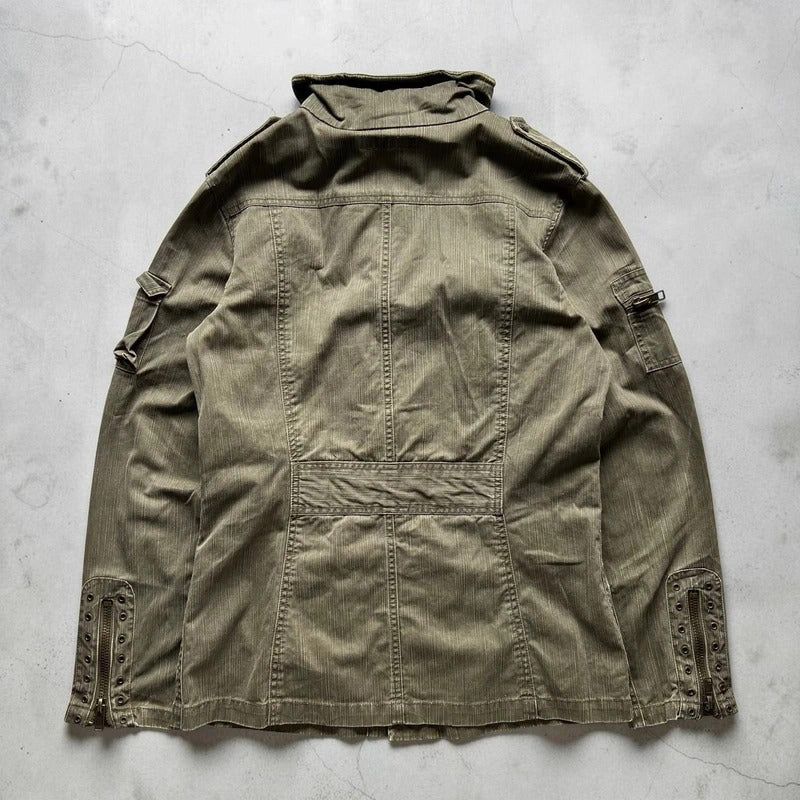 Vintage 00's Khaki Green Technical Military Jacket S
