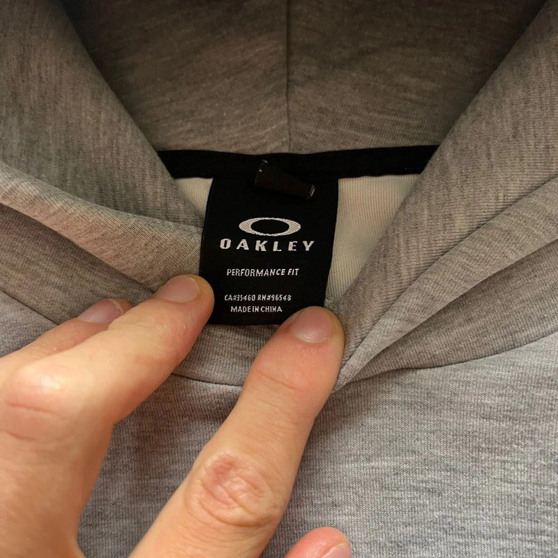Grey Oakley Embossed Logo Hoodie L