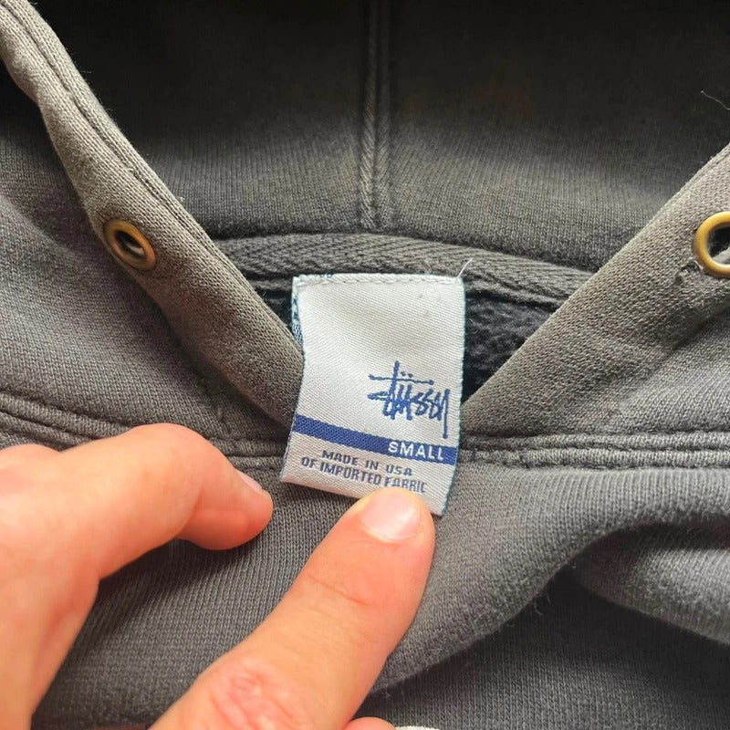 Stussy No4 Logo Black Faded Hoodie M