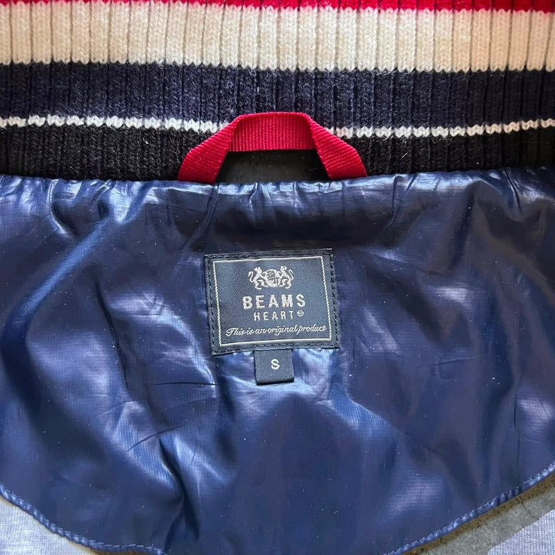 Beams Japan Navy Blue Shiny Hooded Puffer Jacket Coat XS
