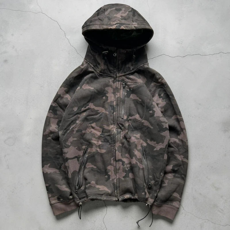 Beams Japan Brown Camo Zip up Hoodie Jacket S