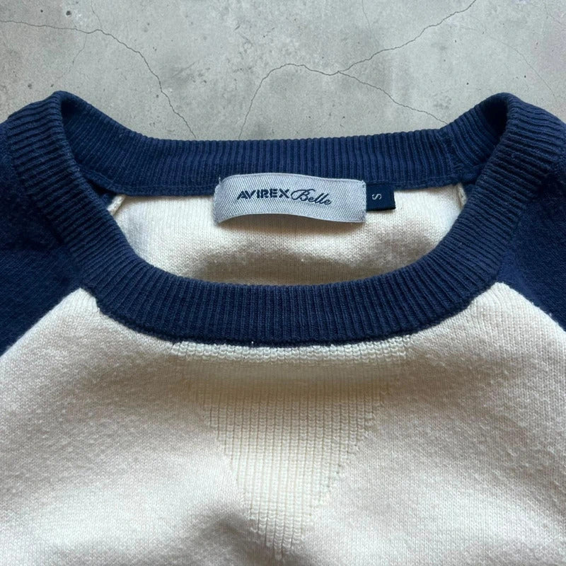 Vintage 00's Avirex Navy Blue White Jumper Sweatshirt XS