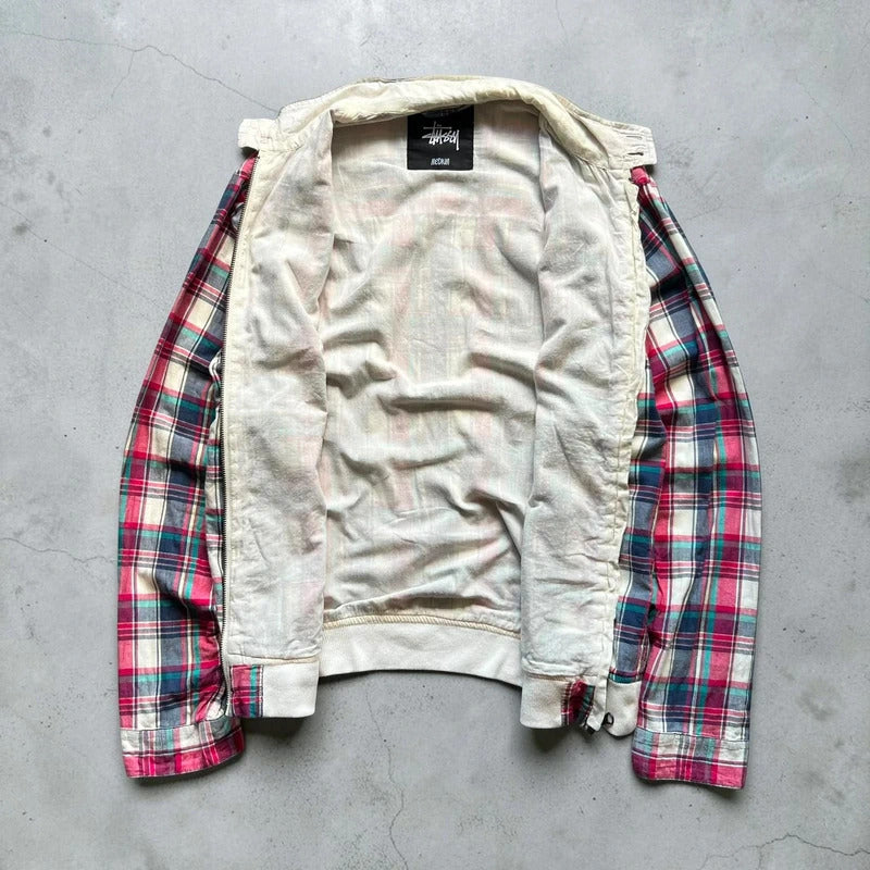 Vintage 00s Stussy Plaid Checked Tartan Zip Up Jacket M
