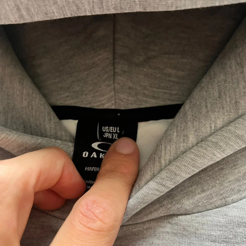 Grey Oakley Embossed Logo Hoodie L
