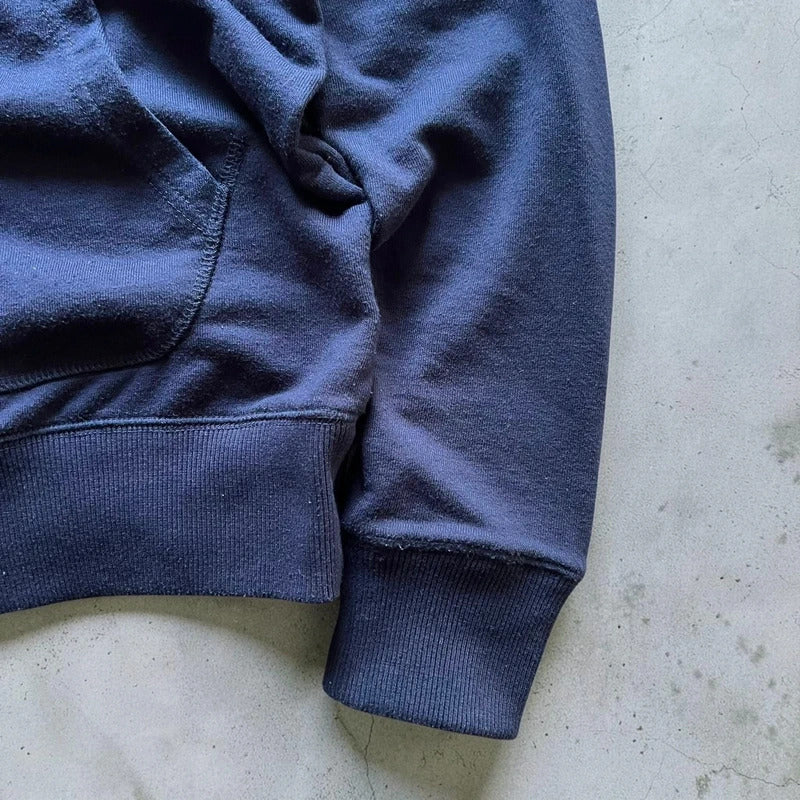 Beams Japan Navy Blue North Dakota Print Zip Up Hoodie M