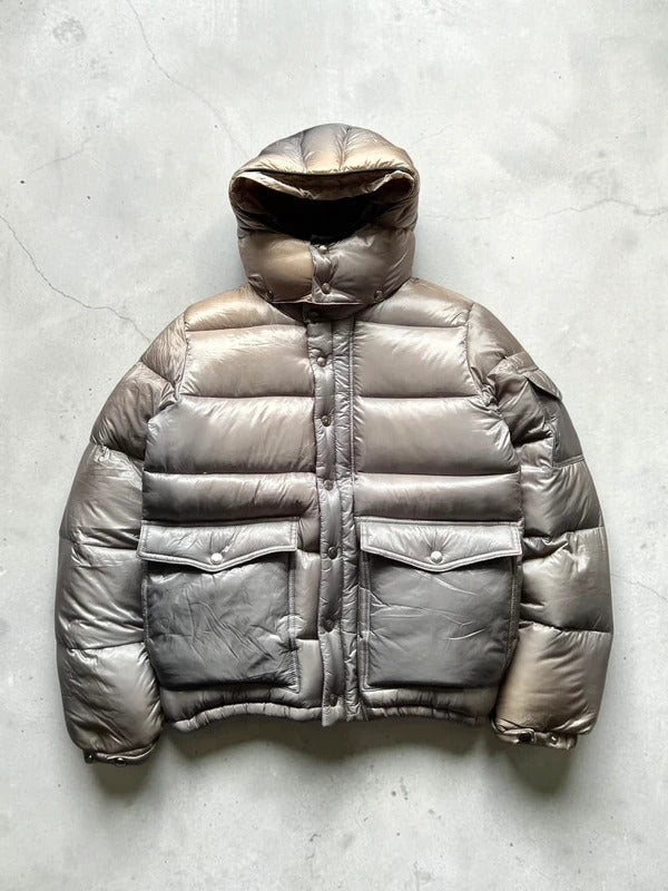 Beams Japan Silver Grey Shiny Down Puffer Jacket Coat XS