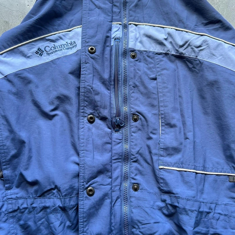 Vintage 00's Columbia Blue White Water Resistant Windbreaker Jacket L