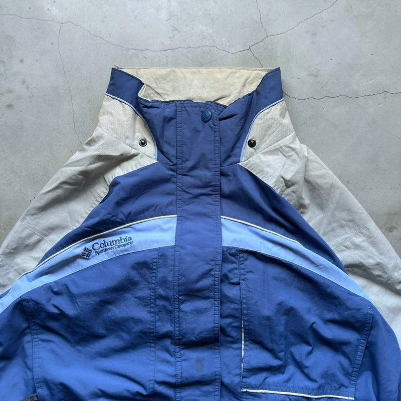 Vintage 00's Columbia Blue White Water Resistant Windbreaker Jacket L