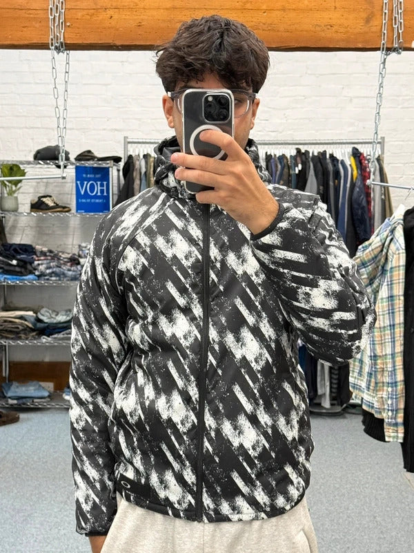 Black White Digi Camo Oakley Technical Water Resistant Insulated Jacket Coat S