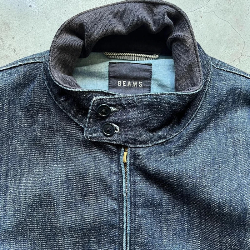 Vintage 00's Beams Japan Navy Blue Zip up Denim Jacket S