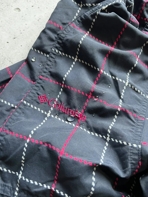 Women's Black Pink Columbia Water Resistant Plaid Checked Jacket S