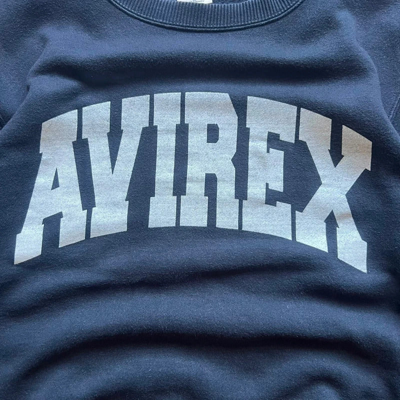 Vintage 00's Avirex Faded Black Print Sweatshirt Jumper XS