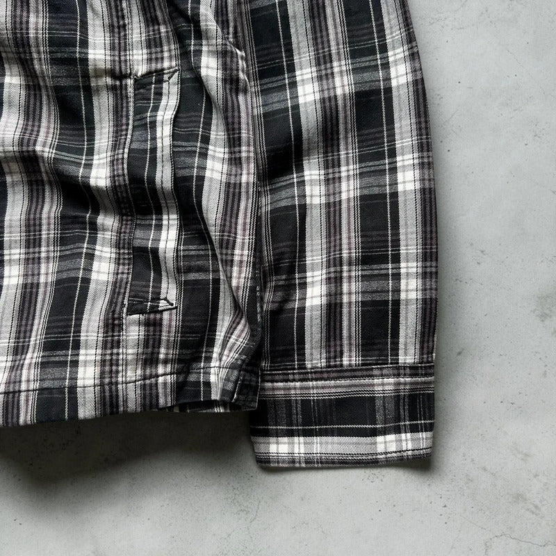 Black Grey White Plaid Checked Jacket S