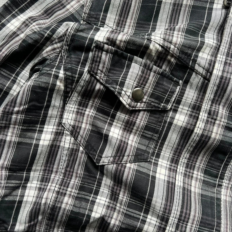 Black Grey White Plaid Checked Jacket S