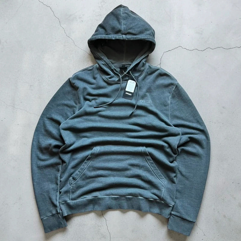 Vintage style Faded Grey Oakley Hoodie M