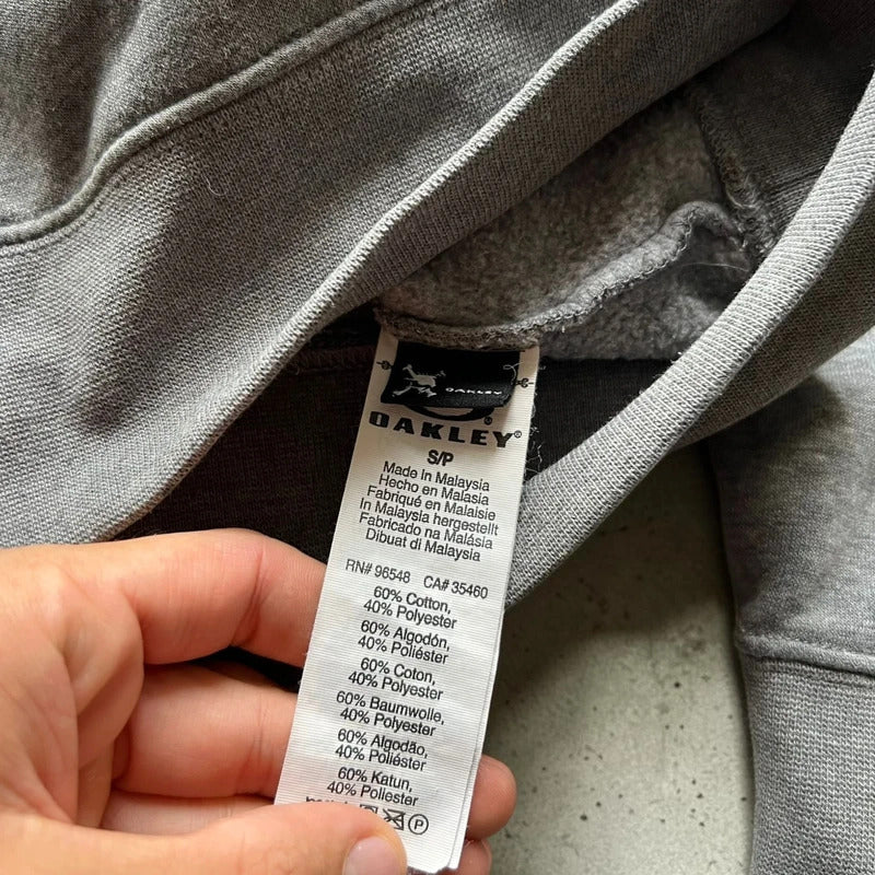Vintage 00's Oakley Print Logo Grey Hoodie S