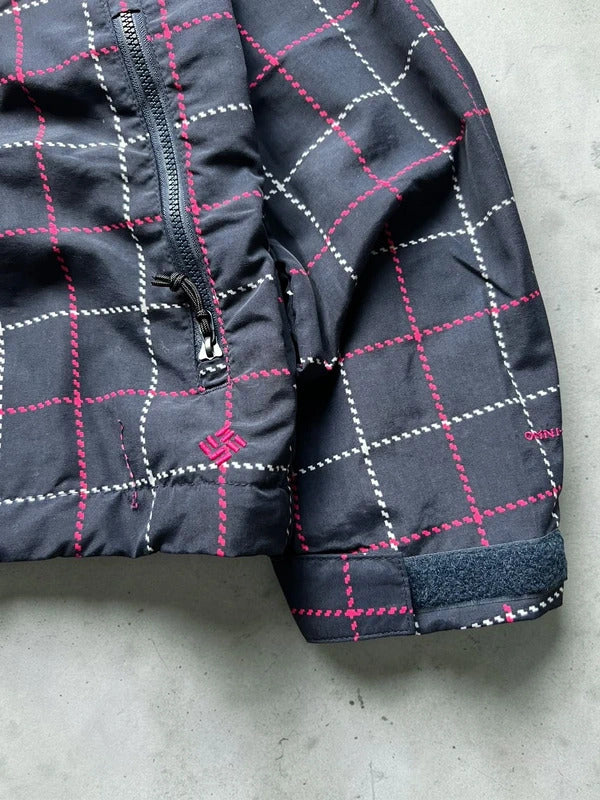 Women's Black Pink Columbia Water Resistant Plaid Checked Jacket S