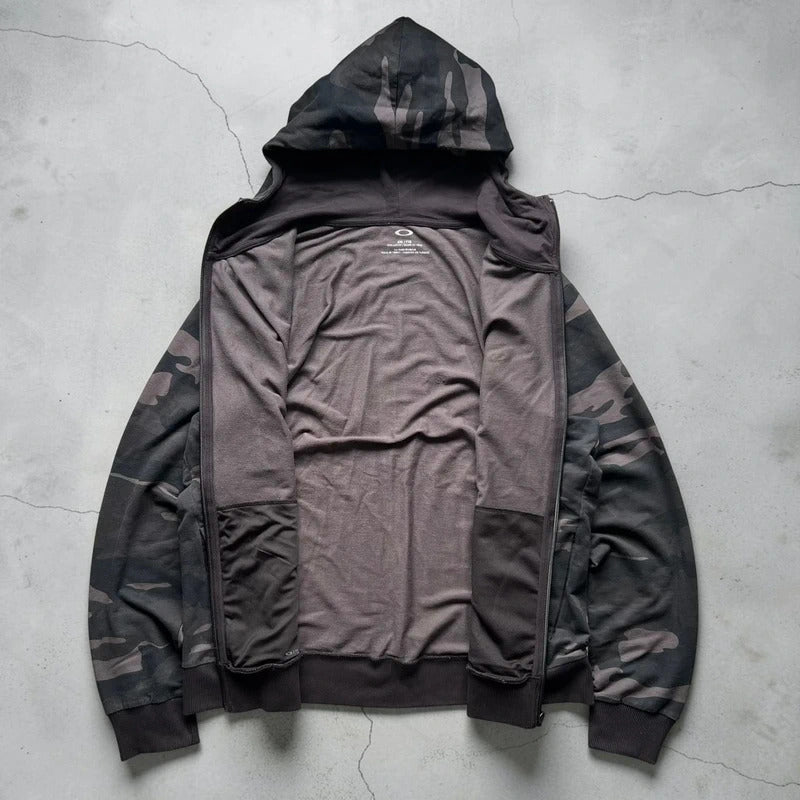 Dark Grey Oakley Camo Zip up Hoodie Jacket XL
