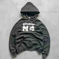 Stussy No4 Logo Black Faded Hoodie M