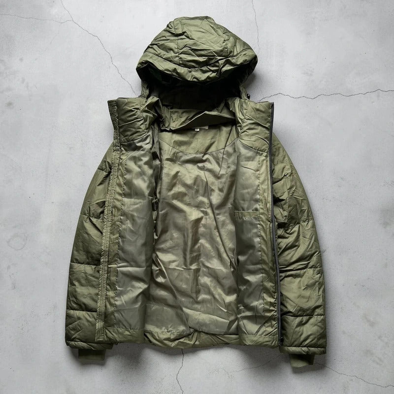 Khaki Green Hooded Puffer Jacket Coat S