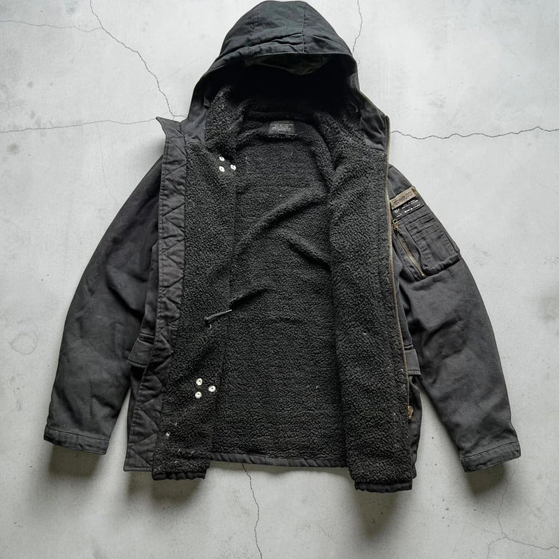 Vintage Hooded Firemans Clasp Jacket Coat L