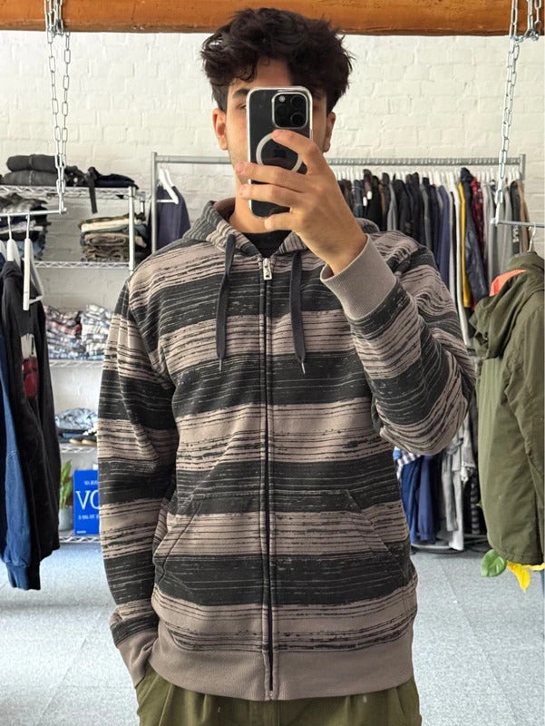 Grey Dark Grey Oakley Striped Full Zip Hoodie S