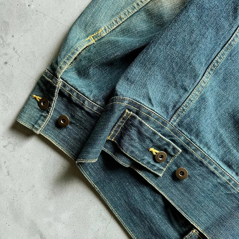 KaraKuri Japan Faded Blue Denim Jacket S
