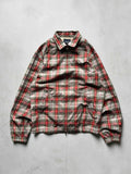 Red Grey Beams Japan Plaid Checked Zip up Collared Harrington Jacket S