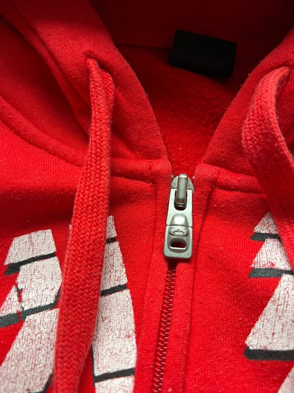 Vintage 00's Red Oakley Logo Zip up Hoodie M
