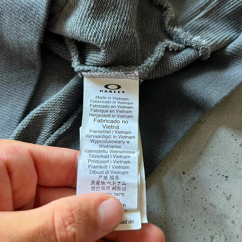 Vintage style Faded Grey Oakley Hoodie M