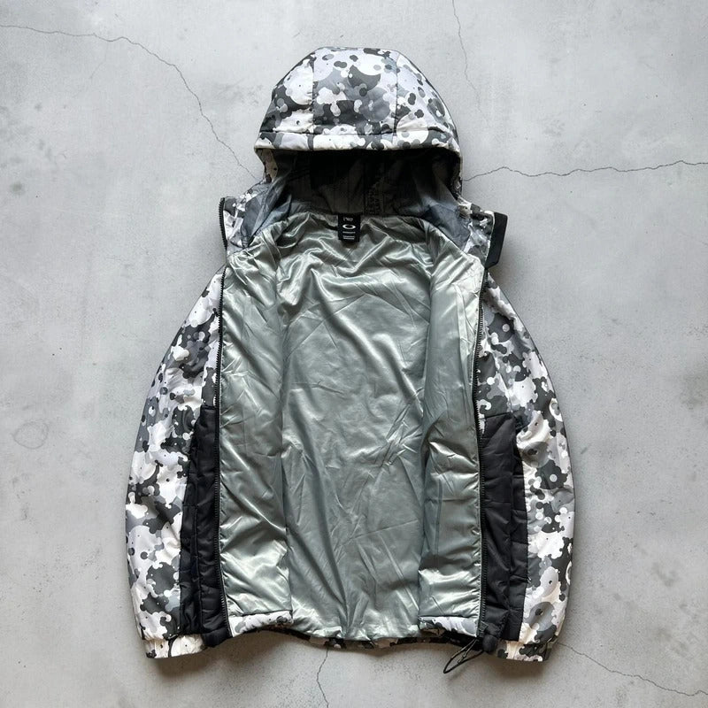Black White Digi Camo Oakley Technical Insulated Jacket Coat S XS