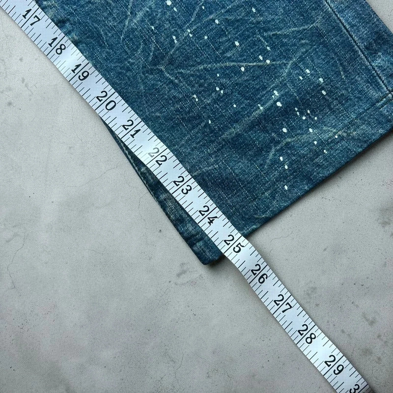 Women's Vintage Burberry Blue Label Paint Splatter Denim Flared Jeans W28