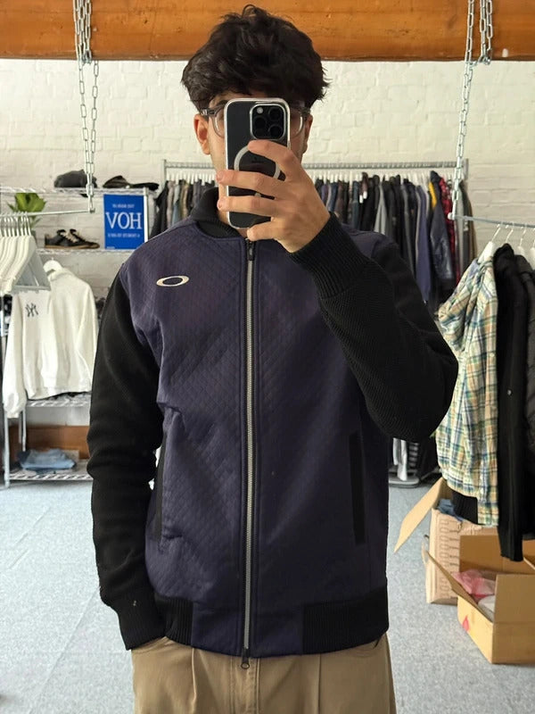 Oakley Navy Black Quilted Zip up Jacket M