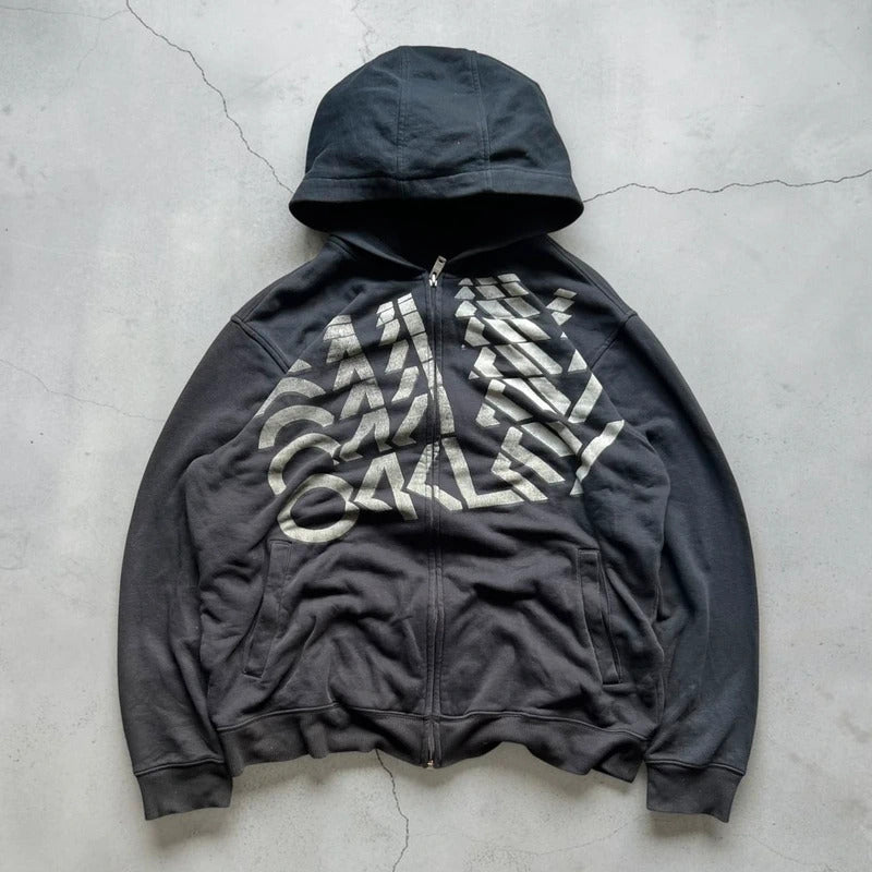 Vintage 00’s Oakley Black Print Zip up Hoodie M