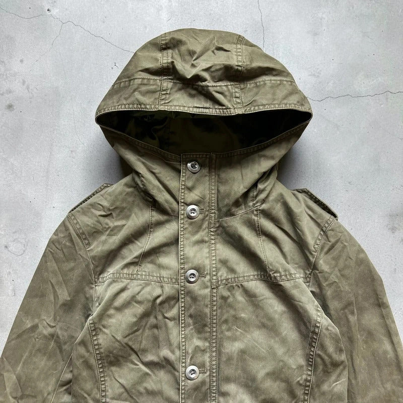 Women's Vintage Khaki Green Military Jacket M