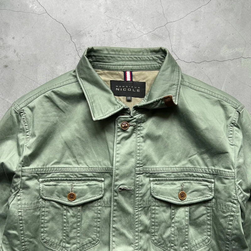 Vintage 00's Khaki Green Military Style Jacket S