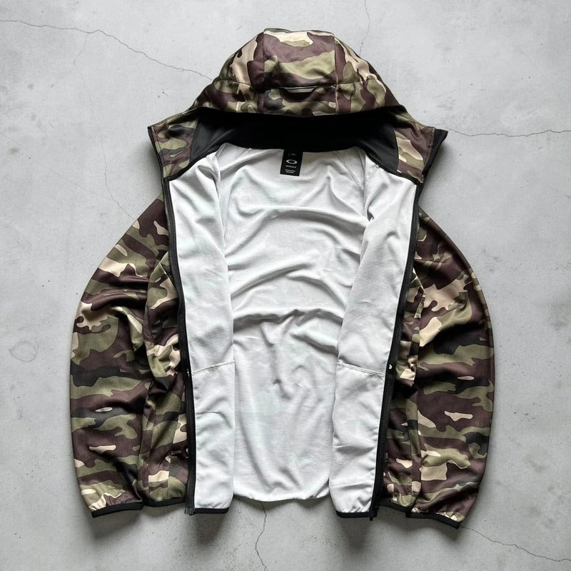 Green Camo Oakley Lightweight Technical Hooded Zip Jacket M