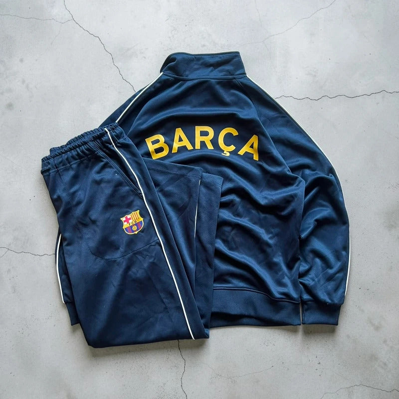 Vintage 00's FC Barcelona Football Tracksuit Navy Blue S