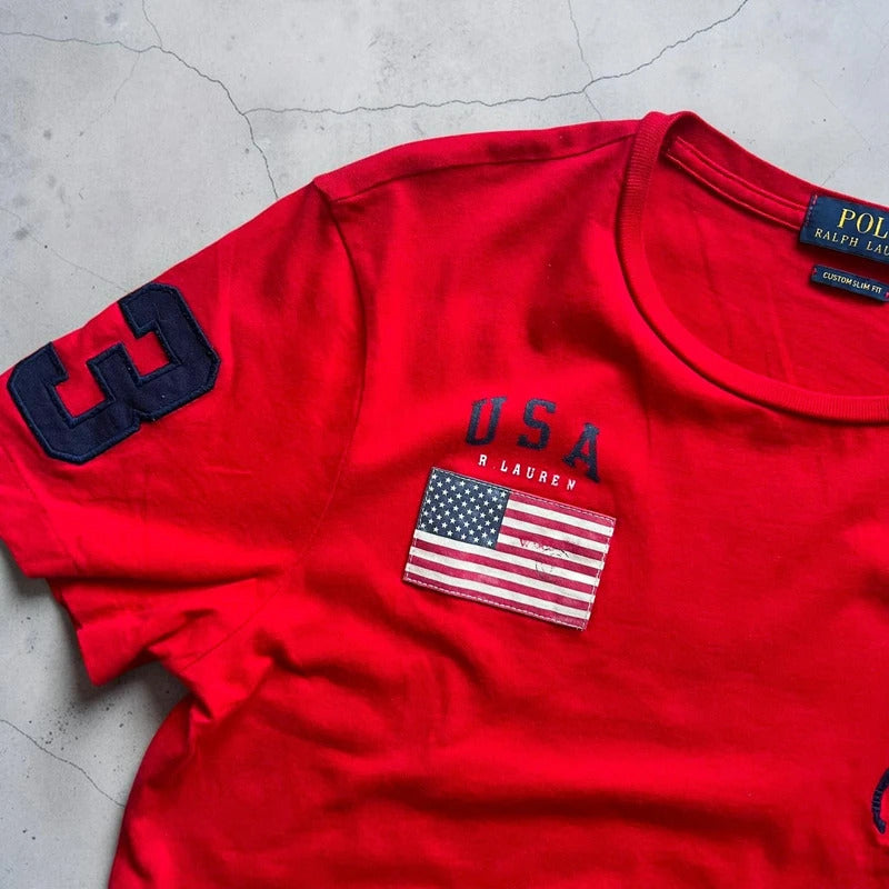 Red Polo Ralph Lauren Big Pony USA T'shirt XS