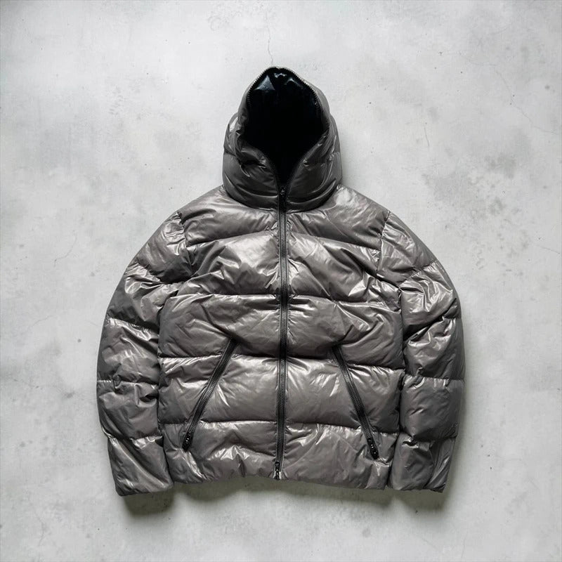 Grey Beams Japan Hooded Feather Puffer Jacket Coat M