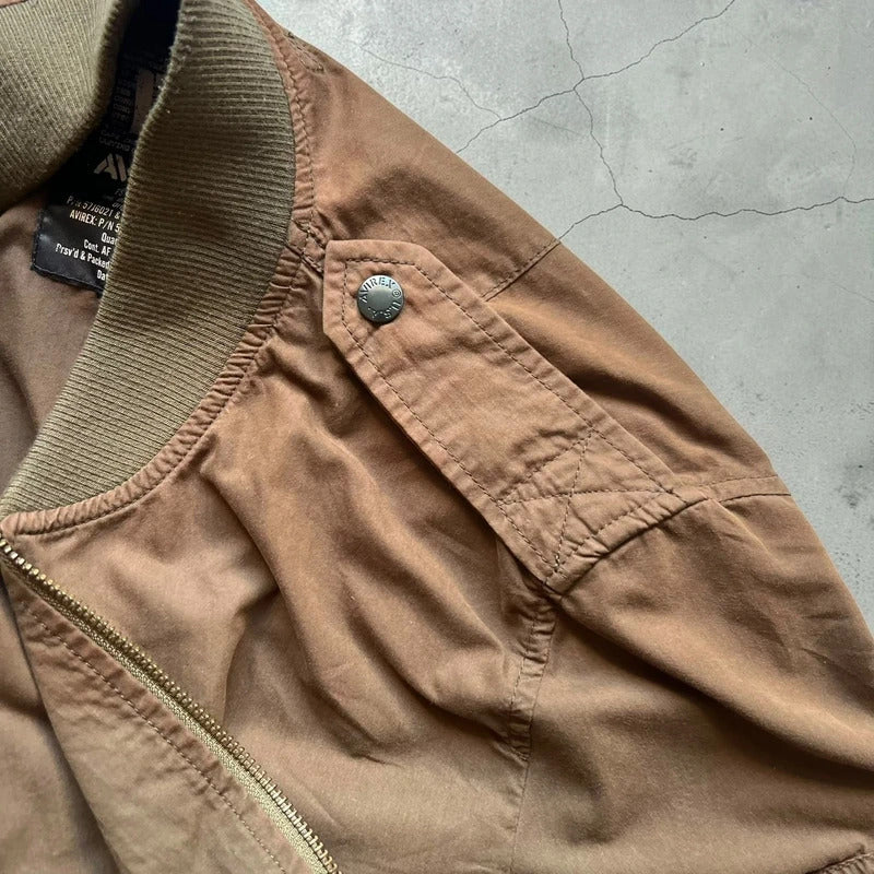 Brown Avirex MA-1 Military Bomber Jacket M
