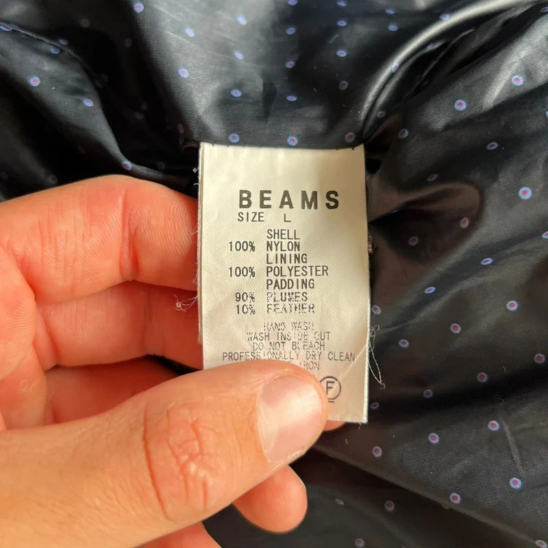 Grey Beams Japan Hooded Feather Puffer Jacket Coat M