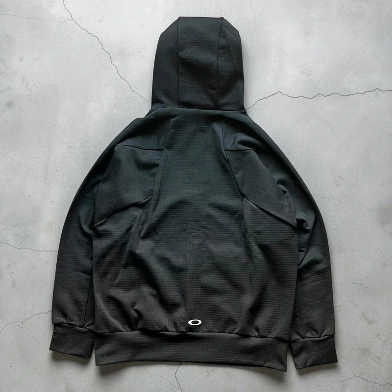 Black Oakley Technical Full-Zip Textured Hoodie Japan Collection L