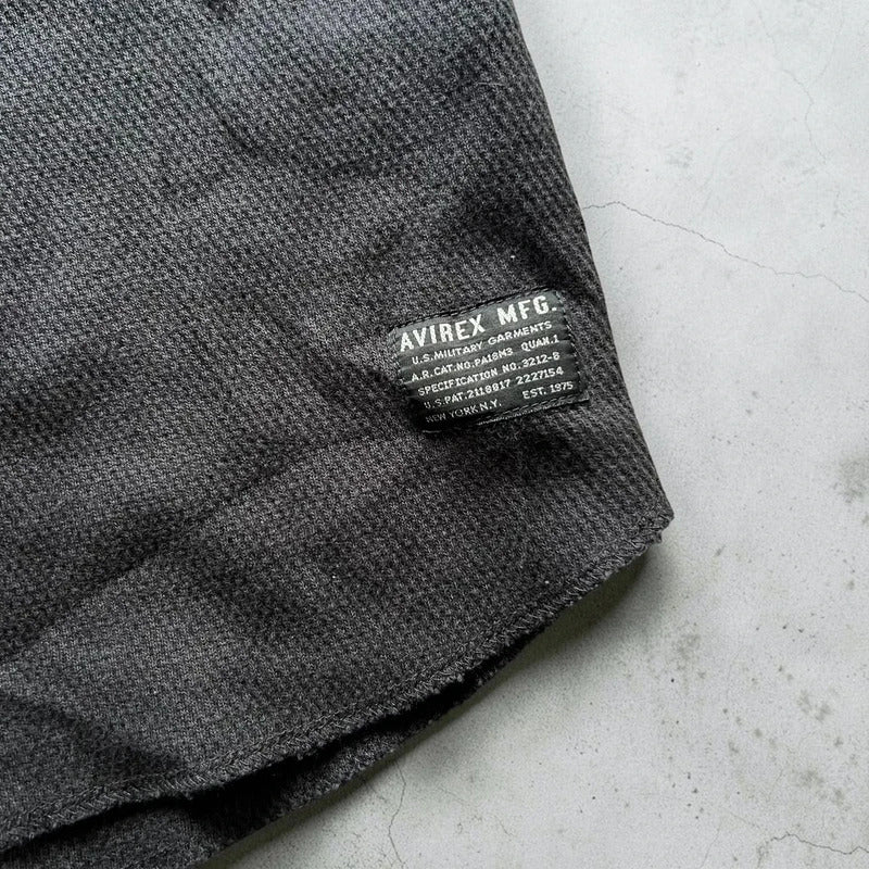 Black Avirex Waffle-Knit USA T-Shirt XL