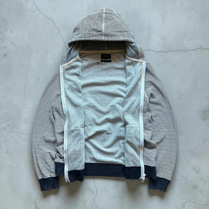 Beams Navy/White Striped zip Up Hoodie L