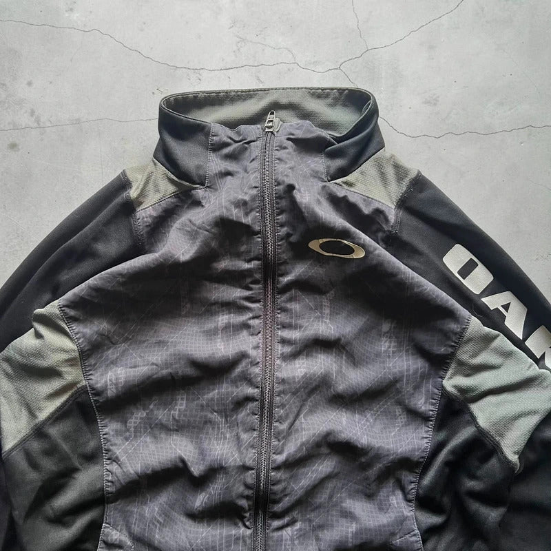 Vintage 00's Oakley Black Grey Technical Track Jacket S
