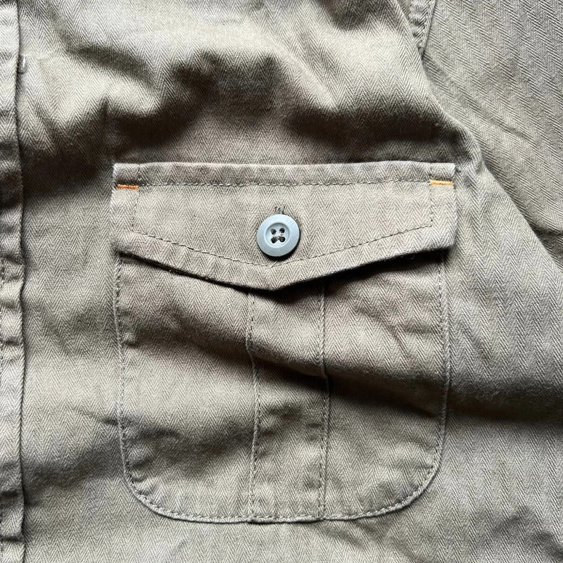 Vintage 00's Khaki Green Military Style Jacket Shacket S