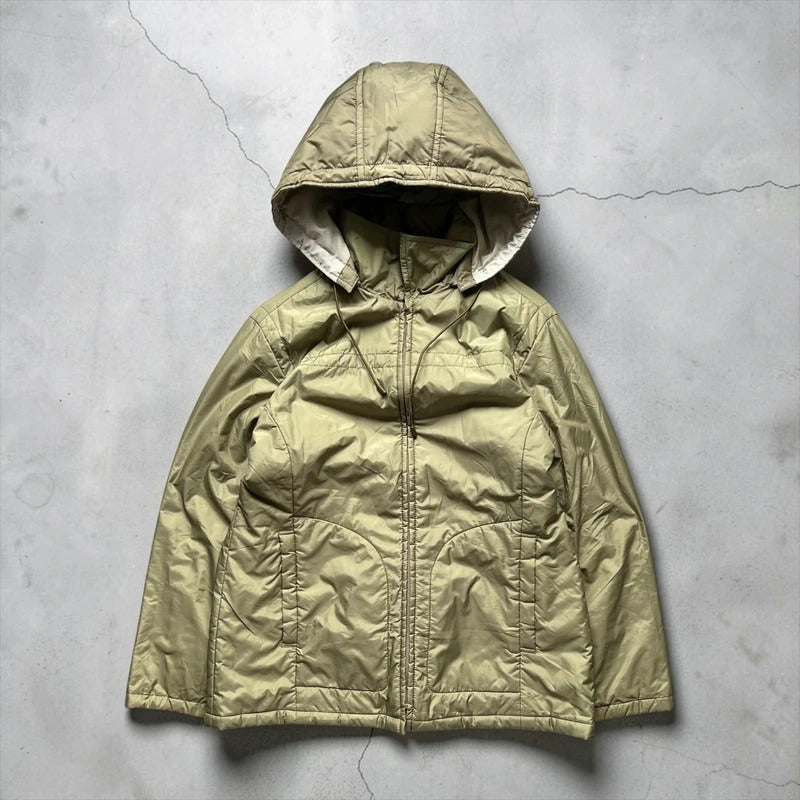 Khaki Green Lightweight Hooded Puffer Jacket Coat S