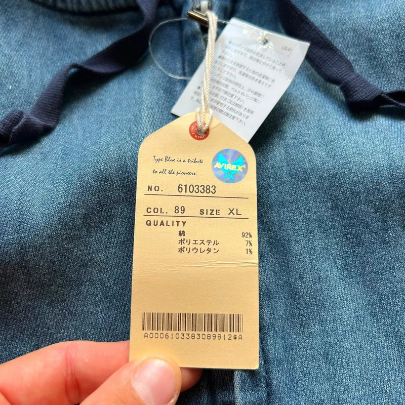 Type Blue Avirex Silent Service Zip Up Hoodie Jacket